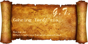 Gehring Terézia névjegykártya